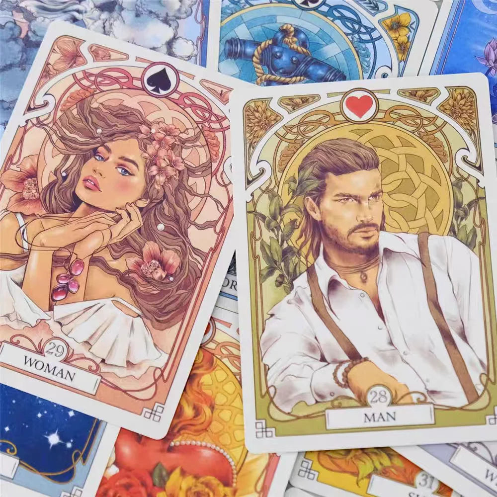 Romantic Lenormand Oracle Card Deck – Art Nouveau Floral Design