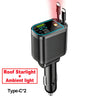 7-in-1 120W Car Charger with Retractable Cables and Digital Voltmeter