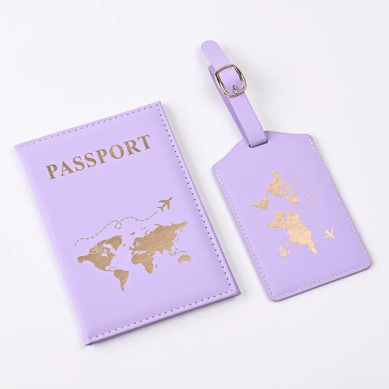 Map Pattern Passport Cover and Luggage Tag Set