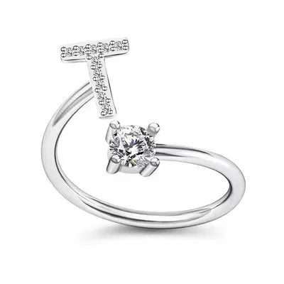 Initial Letter Ring with Zircon Accent