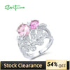 Sterling Silver Pink Sapphire Leaf Ring
