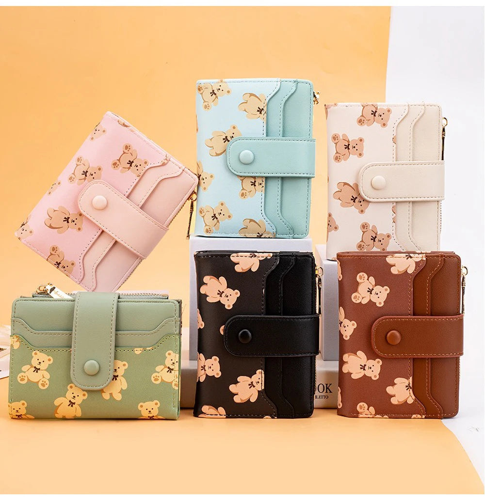 Compact PU Leather Wallet for Women with Card Slots and Coin Pocket