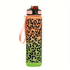 Leopard Print Sports Water Bottle with Straw