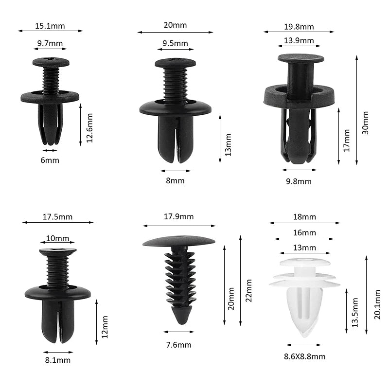 Assorted Plastic Push-Type Retainer Clips for Auto Body & Trim (100-Piece)
