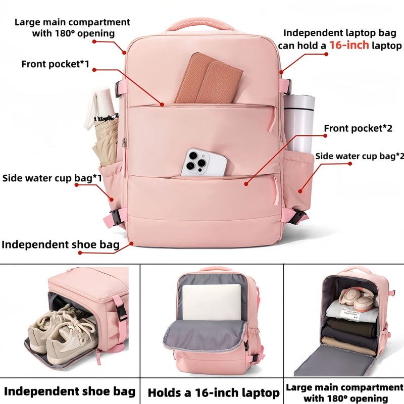 Mochila de Viaje con Capacidad Expandible