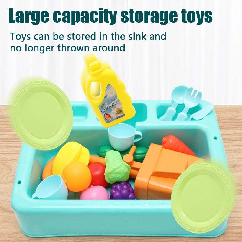 Interactive Play Kitchen Sink with Running Water Feature
