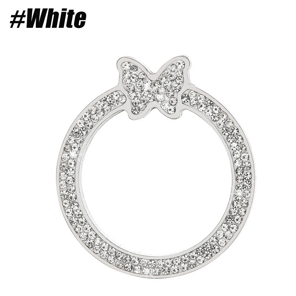 Silver crystal rhinestone butterfly ring for car ignition