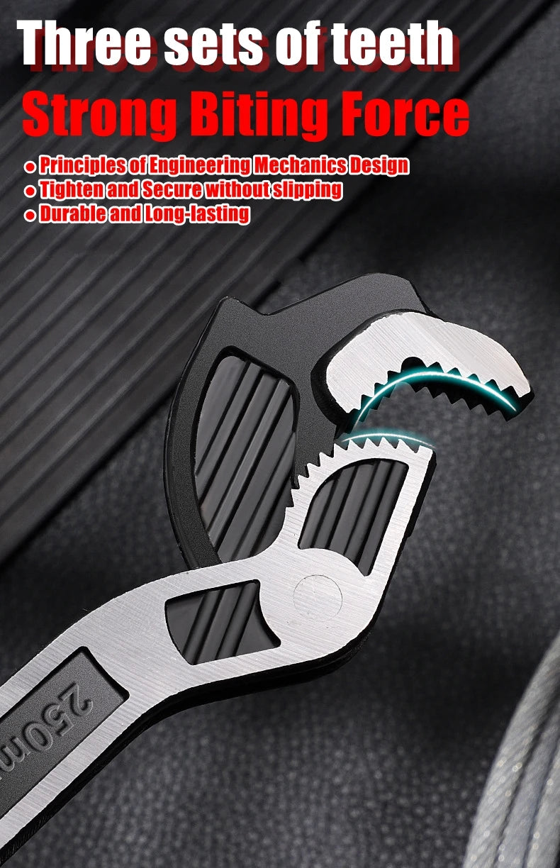 Self-Locking Pipe Wrench with Adjustable CR-V Steel Jaws
