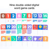 Nine double-sided digital word game cards featuring numbers and words for early learning