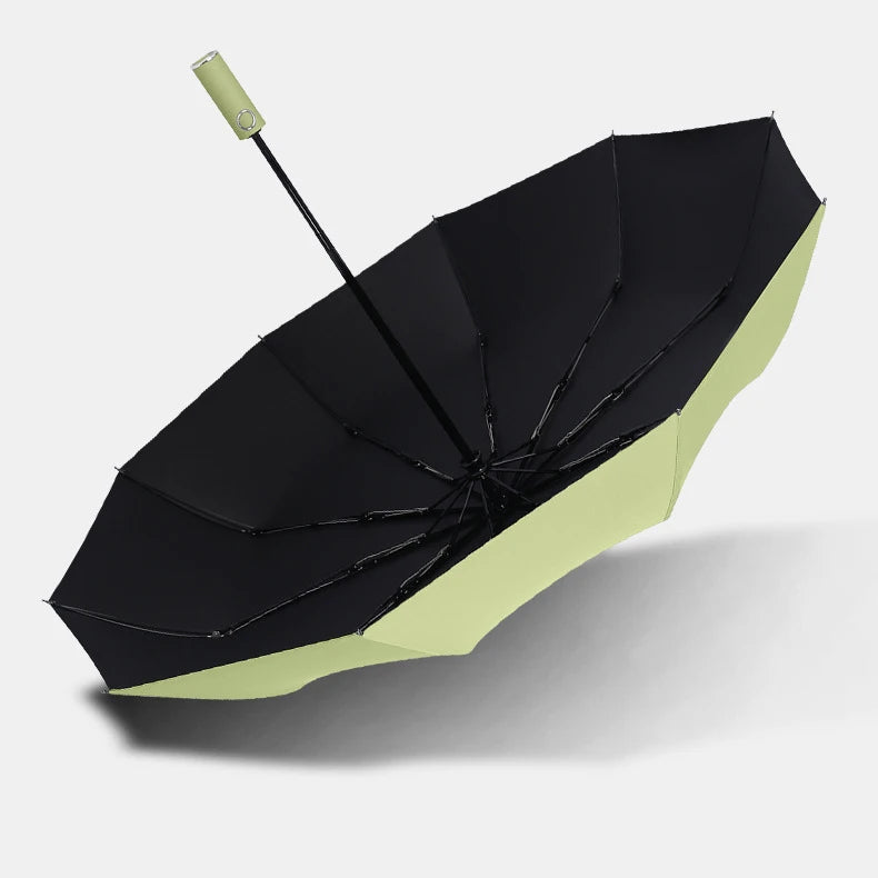 Auto Reverse-Folding Umbrella with Reflective Stripe & Carabiner Handle