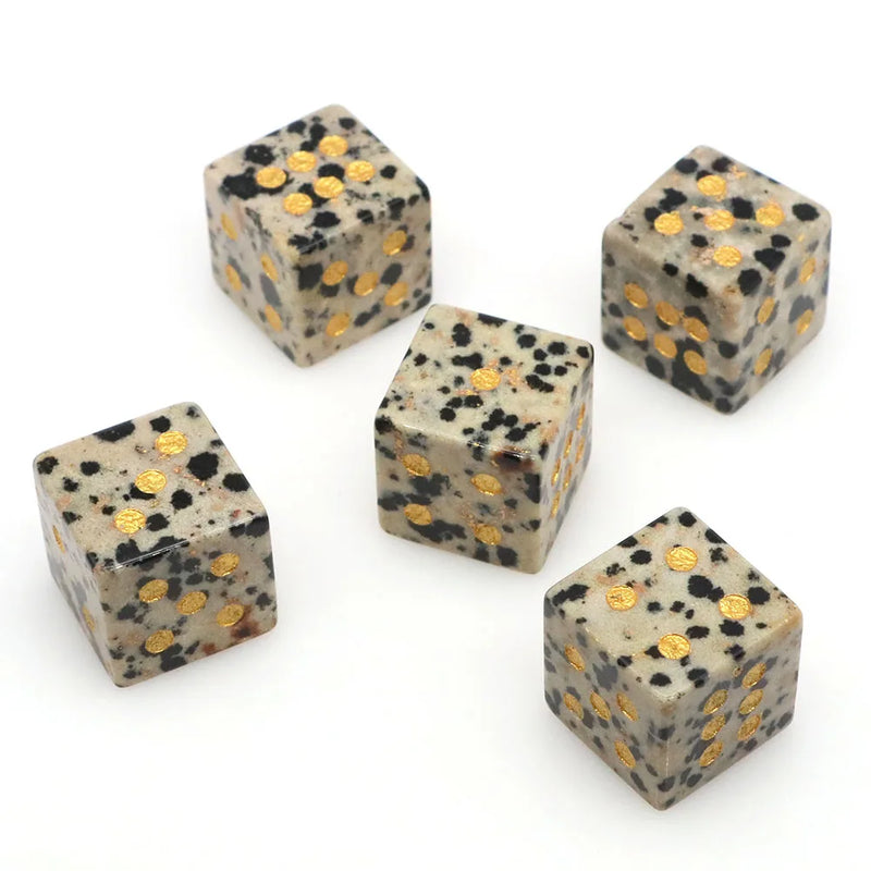 Würfel aus Naturstein D6 – Lapislazuli & Obsidian