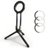 A black magnetic phone tripod with a carabiner clip shown against a white background.