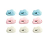 A set of six compact rabbit mini cutters in light blue and pink colors.