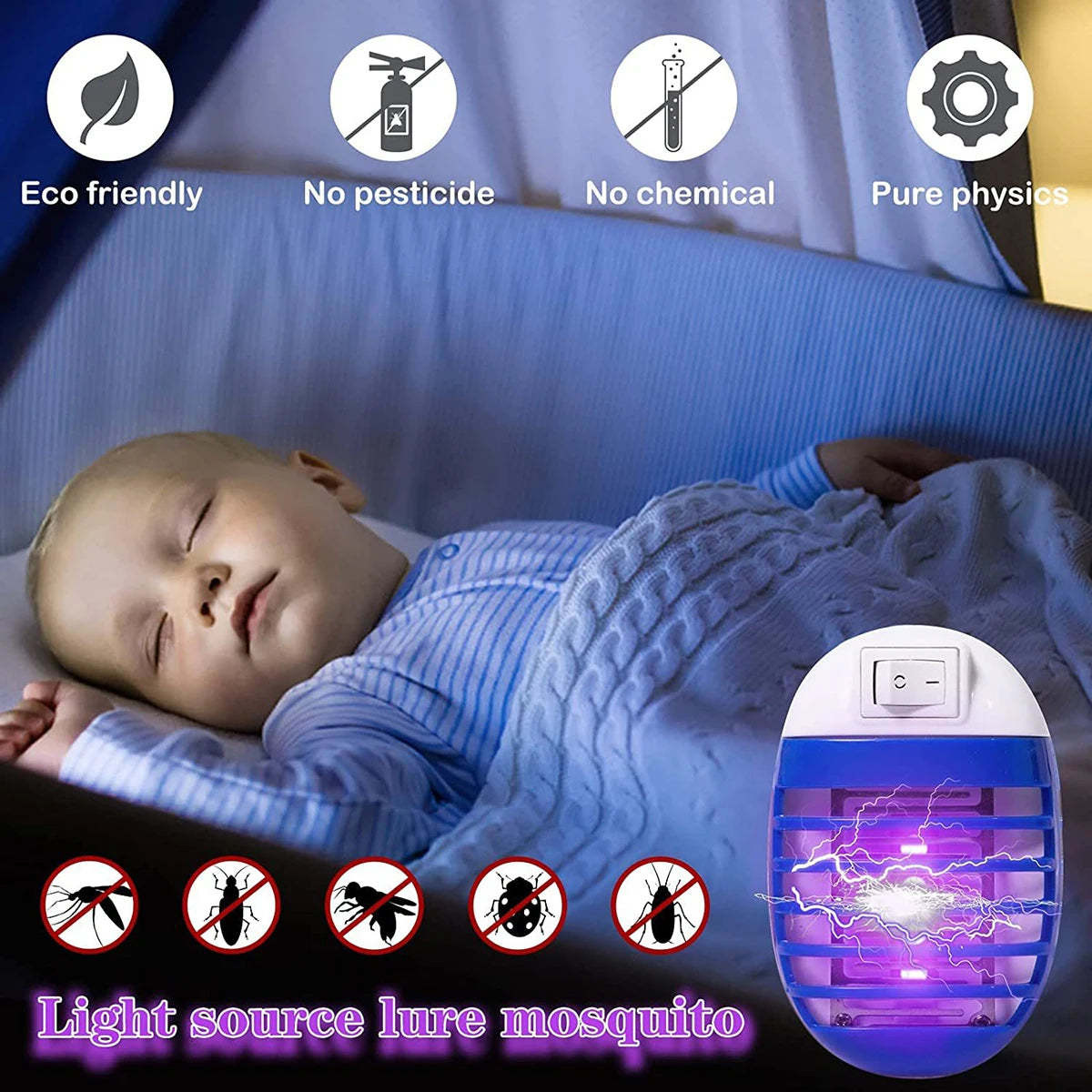 Plug-In LED Mosquito Killer Lamp - Chemical-Free Insect Trap