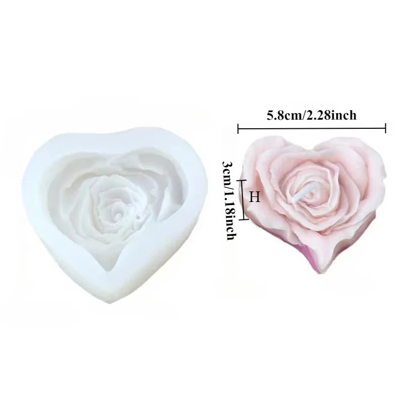 White silicone mold shaped like a rose peony for candle, soap, and baking crafts