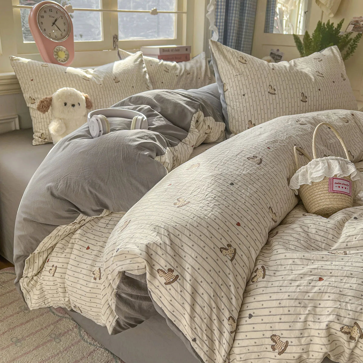 Washed Microfiber Duvet Cover Set with Pillowcases