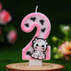 Cow Print Number Candles with Glitter Finish