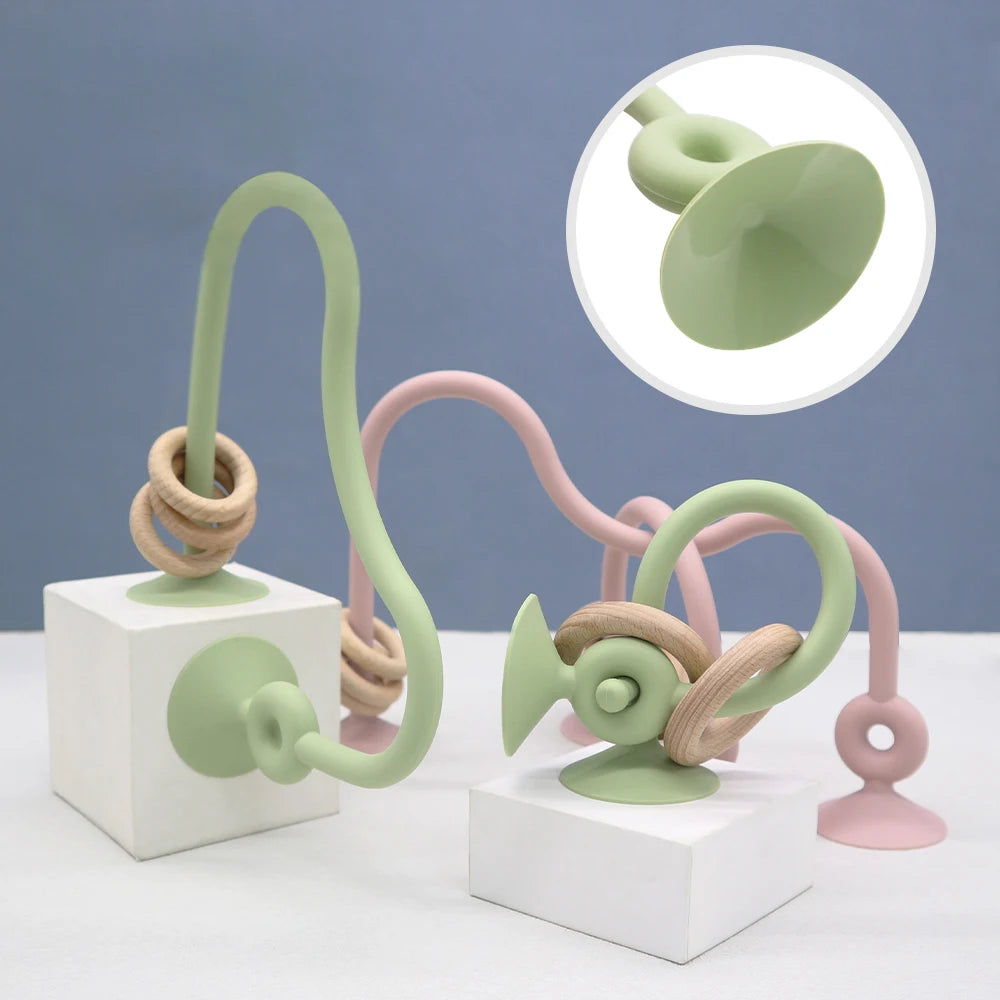 Wooden Ring Silicone Teether for Babies