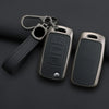 A set of durable alloy car key case covers for VW, Skoda, and Seat models with a leather strap.