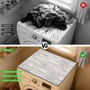 Before and after comparison of a wood grain waterproof washer and dryer mat.