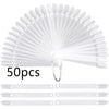 A set of 50 clear acrylic false nail tips for practice and display, arranged in a fan shape.