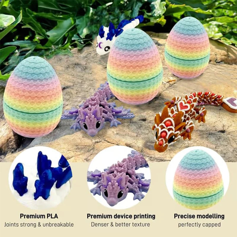 Set of six articulated mini dragon eggs made of Premium PLA for Easter and decor