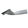 A gray multi-purpose glass cleaning squeegee with a silicone blade and a black handle.