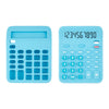 A light blue silicone baby teether toy shaped like a remote control with a keypad and buttons.