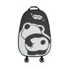 Black padded car seat cover featuring a cute panda design and headrest pillows.