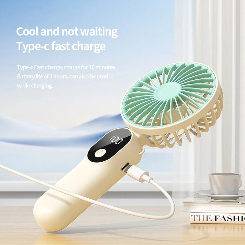 3-in-1 Tragbarer USB-Wiederaufladbarer Ventilator mit Digitalanzeige