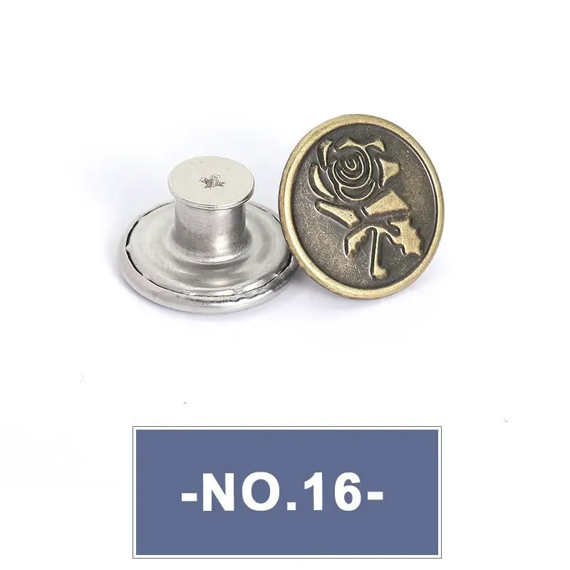 No-Sew Replacement Jeans Buttons - 17mm Metal Snap Buttons