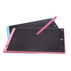 A pink 12-inch LCD writing tablet with a black screen and a pink stylus resting on it.