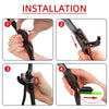 Installation steps showing how to attach a universal frameless windshield wiper blade using J/U hook fit.