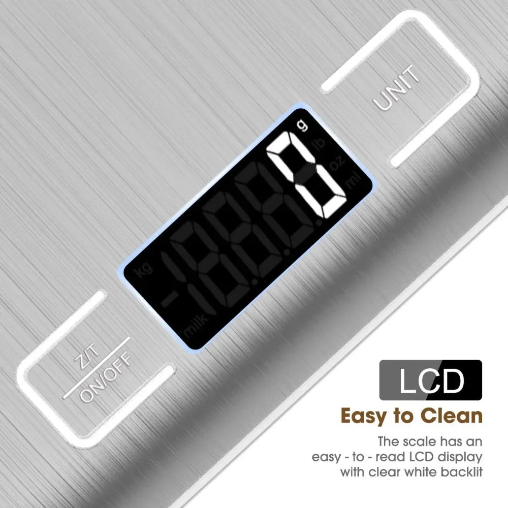Digital Kitchen Scale with Stainless Steel Surface & Tare Function