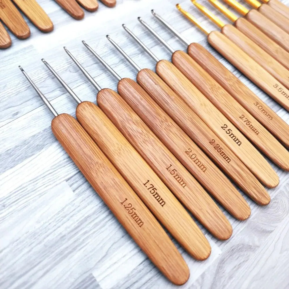 Bamboo Handle Crochet Hook Set with Ergonomic Grip
