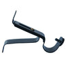 Black adjustable metal curtain rod brackets designed for wall mounting support.