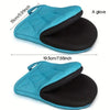 A pair of teal silicone oven mitts with black non-slip grips shown in a flat lay view.