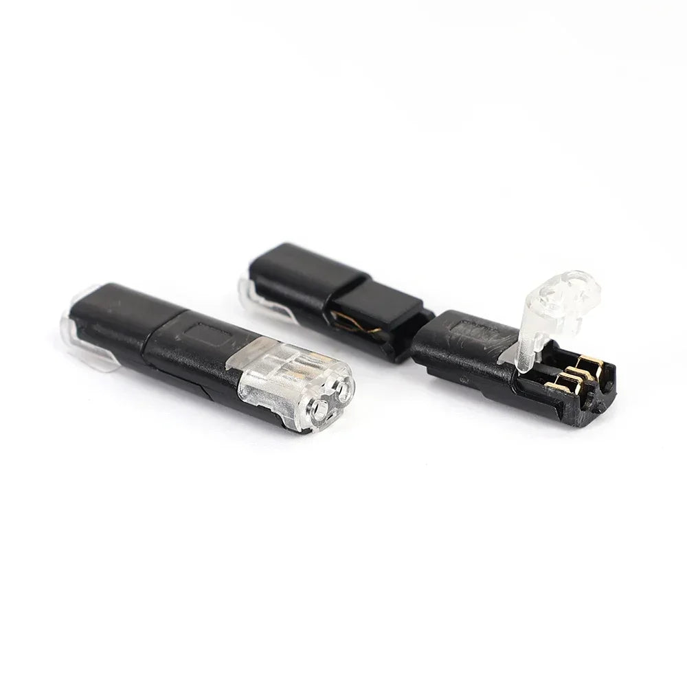 Black waterproof 2-pin electrical connector for automotive wiring
