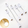 White E27 lamp holder extension adapter with on/off switch shown in various configurations