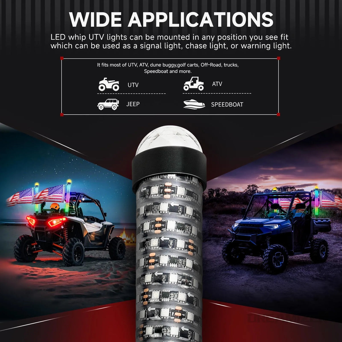 2-Pack LED Whip Lights with App & Remote Control