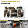 A clear plastic kit containing threaded rivet nuts of various sizes M3 to M8 along with installation tools.