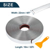 A roll of chrome car door edge guard trim strip showing its width and length dimensions.