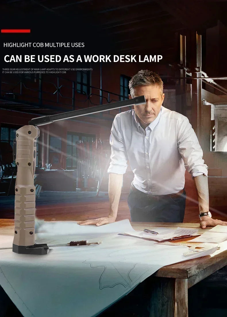 Foldable LED Work Light with Magnetic Base and USB Charging