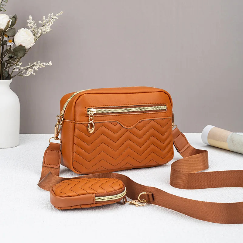 Quilted Crossbody Bag with Detachable Mini Pouch
