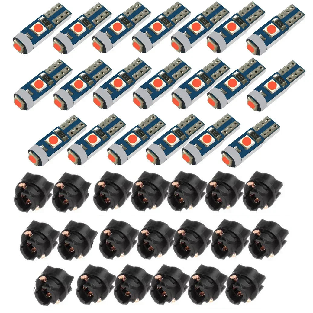 A pack of T5 LED instrument panel bulbs with twist lock bases.