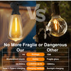 Comparison of shatterproof solar string lights versus fragile glass lights detailing wattage, safety, lifespan, and charging 