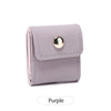 A light purple compact PU leather jewelry organizer pouch with a gold-colored snap closure.