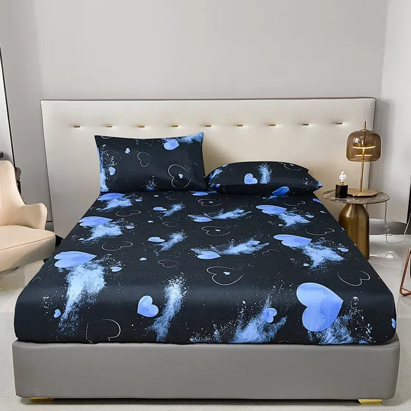 Non-Slip Fitted Sheet with Elastic Edges – Geometric Print, Soft Cotton Feel