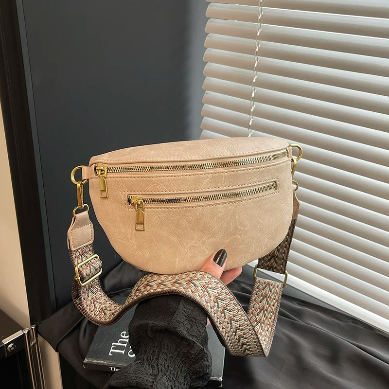 Leather Waist Bag with Adjustable Strap – Women's Crossbody Fanny Pack