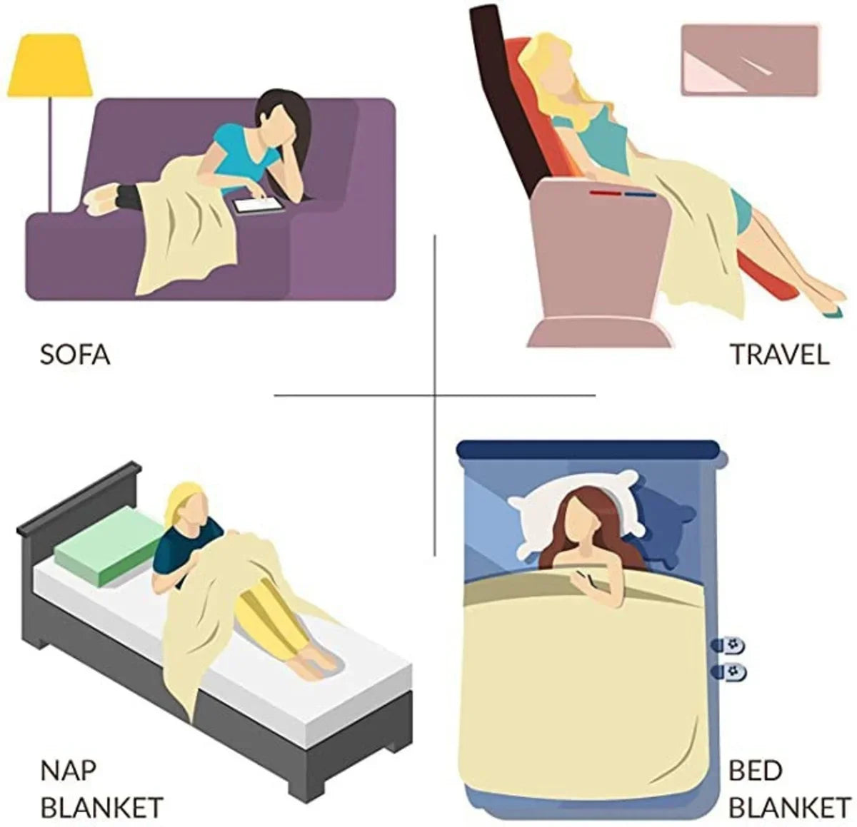 Cartoon Anime Flannel Throw Blanket in Candy Girl Design